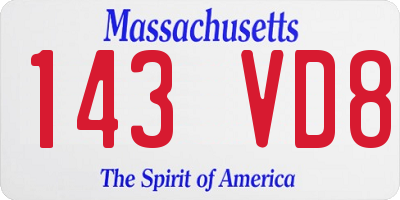 MA license plate 143VD8