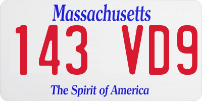 MA license plate 143VD9