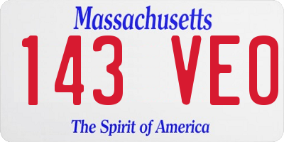 MA license plate 143VE0
