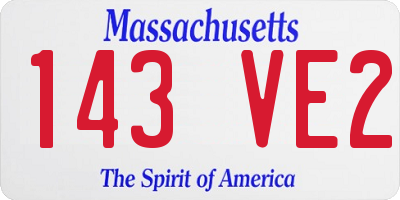 MA license plate 143VE2