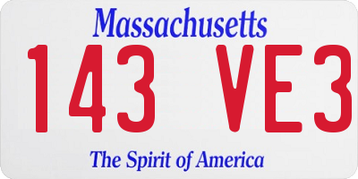 MA license plate 143VE3