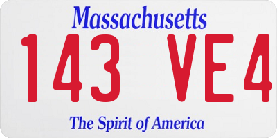 MA license plate 143VE4
