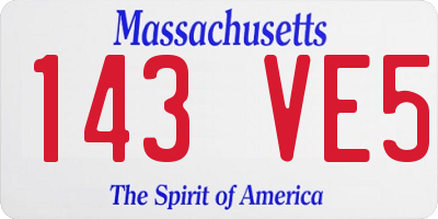 MA license plate 143VE5