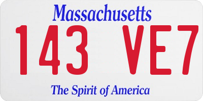 MA license plate 143VE7