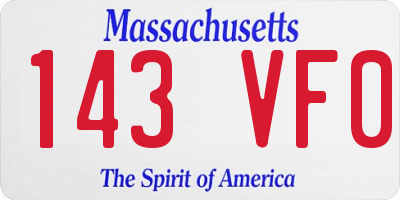 MA license plate 143VF0