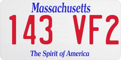 MA license plate 143VF2
