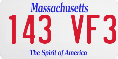 MA license plate 143VF3