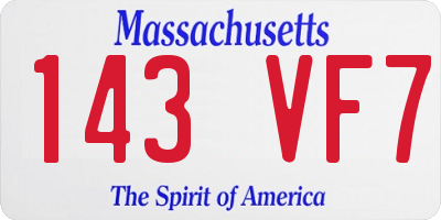 MA license plate 143VF7