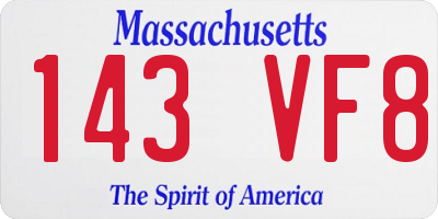 MA license plate 143VF8