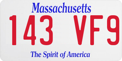 MA license plate 143VF9