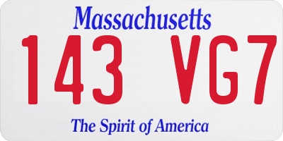 MA license plate 143VG7