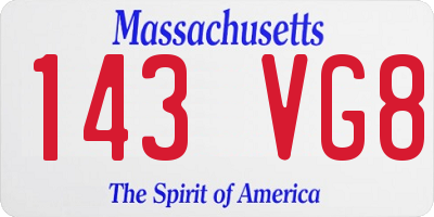 MA license plate 143VG8