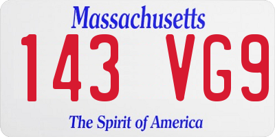 MA license plate 143VG9