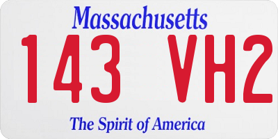 MA license plate 143VH2