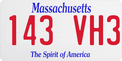 MA license plate 143VH3