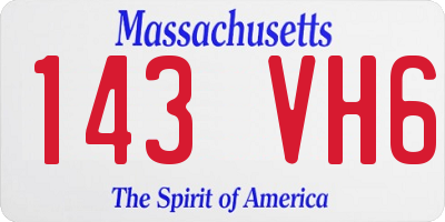 MA license plate 143VH6