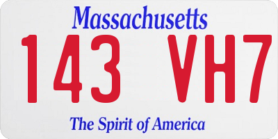 MA license plate 143VH7