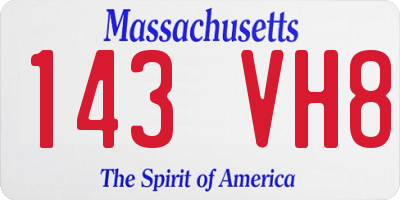 MA license plate 143VH8