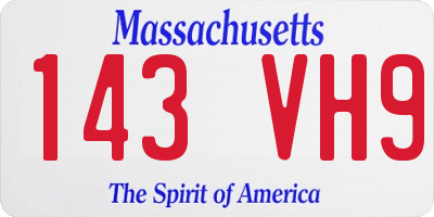 MA license plate 143VH9