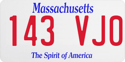 MA license plate 143VJ0