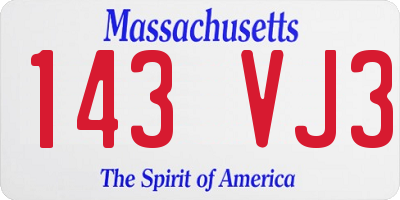 MA license plate 143VJ3