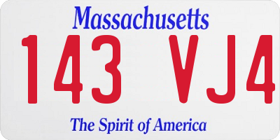 MA license plate 143VJ4
