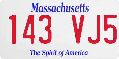 MA license plate 143VJ5