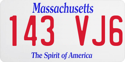 MA license plate 143VJ6