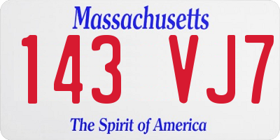 MA license plate 143VJ7