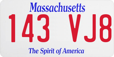 MA license plate 143VJ8