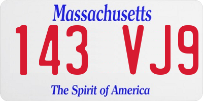 MA license plate 143VJ9