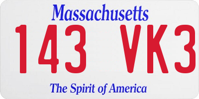 MA license plate 143VK3