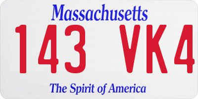 MA license plate 143VK4