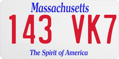 MA license plate 143VK7