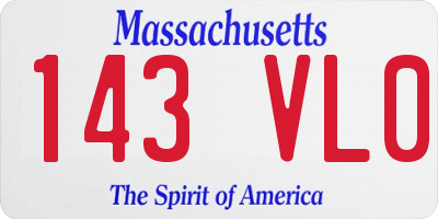 MA license plate 143VL0