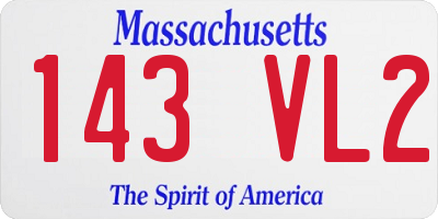 MA license plate 143VL2