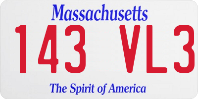 MA license plate 143VL3