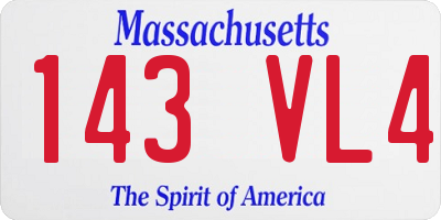 MA license plate 143VL4