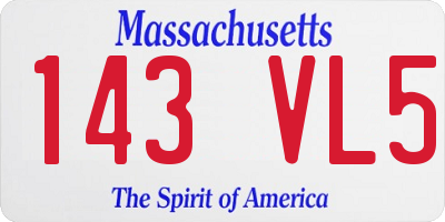 MA license plate 143VL5