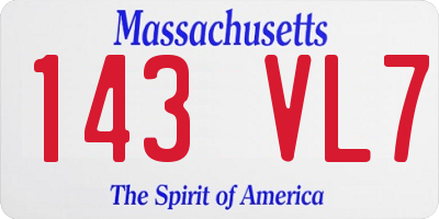 MA license plate 143VL7