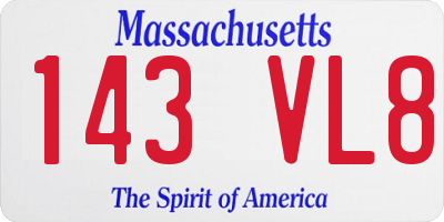 MA license plate 143VL8