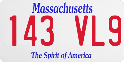 MA license plate 143VL9