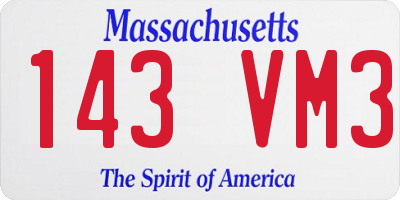 MA license plate 143VM3