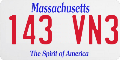 MA license plate 143VN3