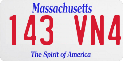 MA license plate 143VN4