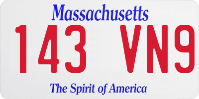 MA license plate 143VN9
