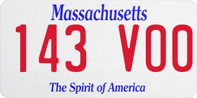 MA license plate 143VO0