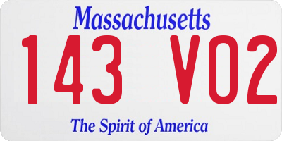 MA license plate 143VO2