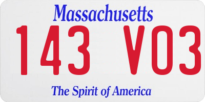 MA license plate 143VO3