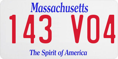 MA license plate 143VO4